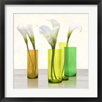 Framed 'Callas in crystal vases I (detail)' border=