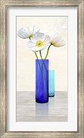 Framed Poppies in crystal vases (Aqua II)