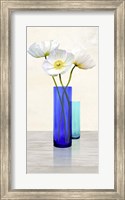 Framed Poppies in crystal vases (Aqua II)
