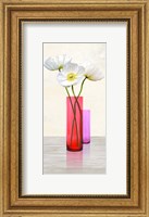 Framed Poppies in crystal vases (Purple II)