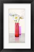 Framed Poppies in crystal vases (Purple II)
