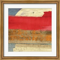 Framed 'Moon Rising from the Crimson Sky I' border=