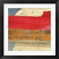 Framed 'Moon Rising from the Crimson Sky I' border=
