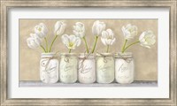 Framed White Tulips in Mason Jars