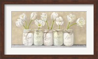 Framed White Tulips in Mason Jars