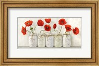 Framed Red Poppies in Mason Jars