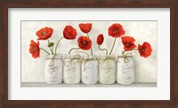 Framed Red Poppies in Mason Jars