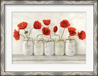 Framed Red Poppies in Mason Jars