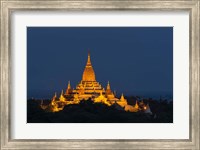 Framed Myanmar, Bagan A Giant Stupa Is Lit At Night On The Plains Of Bagan