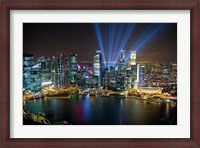 Framed Singapore Downtown Overview At Night