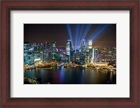 Framed Singapore Downtown Overview At Night