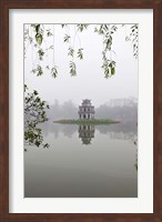 Framed Hanoi Lake, Hanoi, North Vietnam, Pagoda