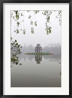 Framed Hanoi Lake, Hanoi, North Vietnam, Pagoda