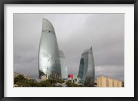 Framed Azerbaijan, Baku The Flame Towers Of Baku