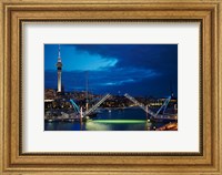 Framed Wynyard Crossing Bridge, And Skytower, Auckland Waterfront, New Zealand