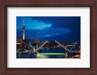 Framed Wynyard Crossing Bridge, And Skytower, Auckland Waterfront, New Zealand