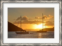 Framed British Virgin Islands, Tortola Caribbean Sunset With Sailboats