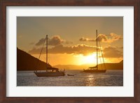 Framed British Virgin Islands, Tortola Caribbean Sunset With Sailboats