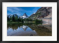 Framed Mount Assiniboine Reflected In Sunburst Lake