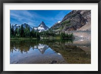 Framed Mount Assiniboine Reflected In Sunburst Lake