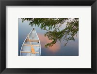 Framed Canada, Quebec, Eastman Canoe On Lake At Sunset