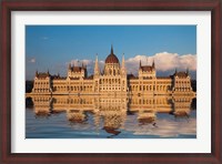 Framed Hungary, Budapest Parliament Building On Danube River