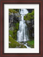 Framed Iceland, Westfjords, Jokulflrdir, Lonagfjordur Nature Reserve Remote Fjord Waterfall