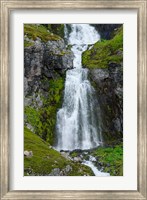 Framed Iceland, Westfjords, Jokulflrdir, Lonagfjordur Nature Reserve Remote Fjord Waterfall