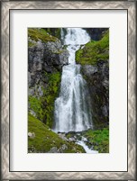 Framed Iceland, Westfjords, Jokulflrdir, Lonagfjordur Nature Reserve Remote Fjord Waterfall