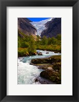 Framed Norway Briksdal Glacier And River