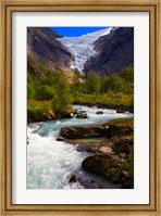 Framed Norway Briksdal Glacier And River