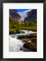 Framed Norway Briksdal Glacier And River