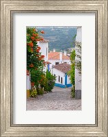 Framed Portugal, Obidos Leira District Cobblestone Walkway
