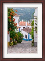Framed Portugal, Obidos Leira District Cobblestone Walkway