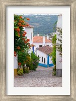 Framed Portugal, Obidos Leira District Cobblestone Walkway