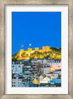 Framed Portugal, Lisbon, Sao Jorge Castle At Dusk