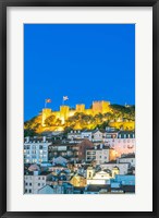 Framed Portugal, Lisbon, Sao Jorge Castle At Dusk