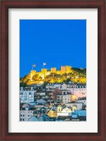 Framed Portugal, Lisbon, Sao Jorge Castle At Dusk