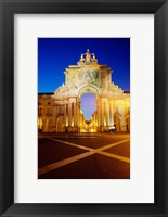 Framed Portugal, Lisbon, Rua Augusta, Commerce Square With The Night Lights Of The City