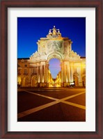 Framed Portugal, Lisbon, Rua Augusta, Commerce Square With The Night Lights Of The City