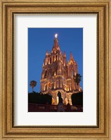 Framed Mexico, San Miguel De Allende Cathedral Of San Miguel Archangel Lit Up At Night