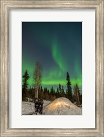 Framed Alaska, Fairbanks A Quinzee Snow Shelter And Aurora Borealis