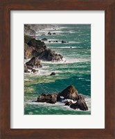 Framed California, Big Sur Waves Hit Coast And Rocks