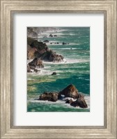 Framed California, Big Sur Waves Hit Coast And Rocks