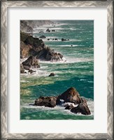 Framed California, Big Sur Waves Hit Coast And Rocks