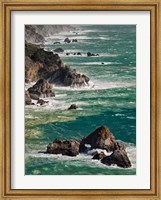 Framed California, Big Sur Waves Hit Coast And Rocks