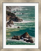 Framed California, Big Sur Waves Hit Coast And Rocks