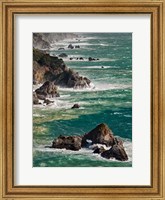 Framed California, Big Sur Waves Hit Coast And Rocks