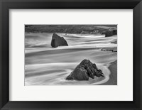 Framed Garrapata Beach Coastal Boulders (BW)