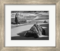 Framed Rocky Coastline Of Garrapata Beach, California (BW)